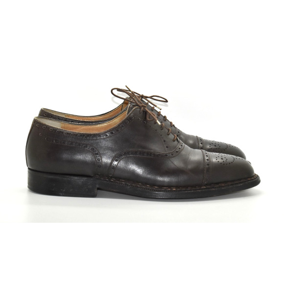 A8 Auth SUTOR MANTELLASSI Dark Brown Leather Cap Toe Brogue Oxford Shoes Size 10 main image 4
